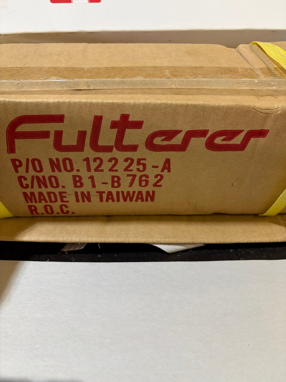 Fulterer factory carton - Fulterer brand, P/O No. 12225-A, Made in Taiwan R.O.C.