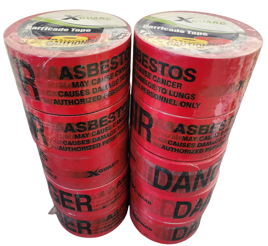 X-Guard Barricade Tape: Danger Asbestos - 3" x 1000', Pack of 10 Rolls