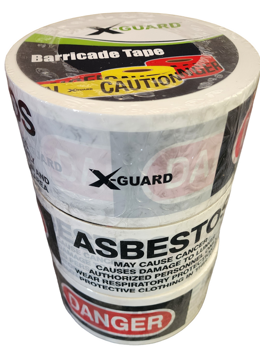 X-Guard Barricade Tape: Danger Asbestos - 3" x 1000', Pack of 3 Rolls