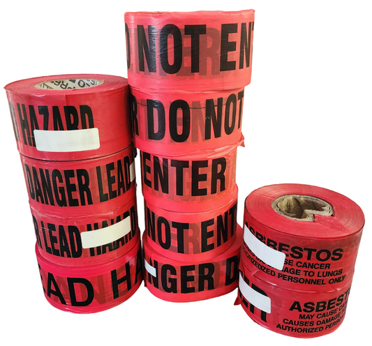 11 Rolls of Barricade Tape. 4 Lead Hazards, 5 Do Not enter, 2 Danger Asbestos