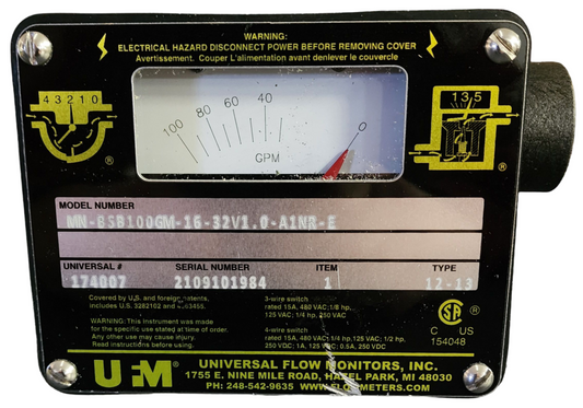 Universal Flow Monitors BSB100GM-16-32V1.0-A1NR-E Flow Meter