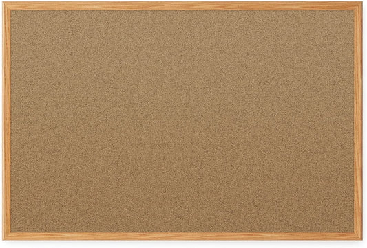 Quartet Cork Bulletin Board, Prestige, 3 x 2 feet, Oak Finish Frame QRT168490