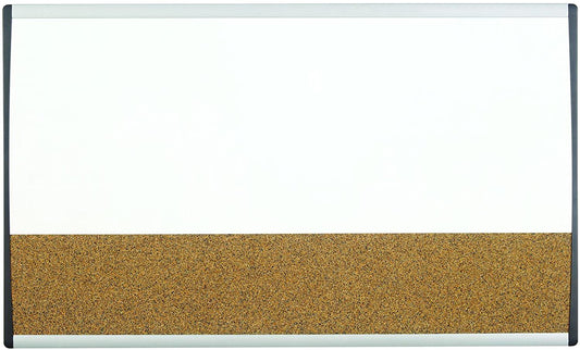 Quartet Arc Cubicle Combination Board, 30" x 18", Whiteboard/Cork Surface, Aluminum Frame ARCCB3018