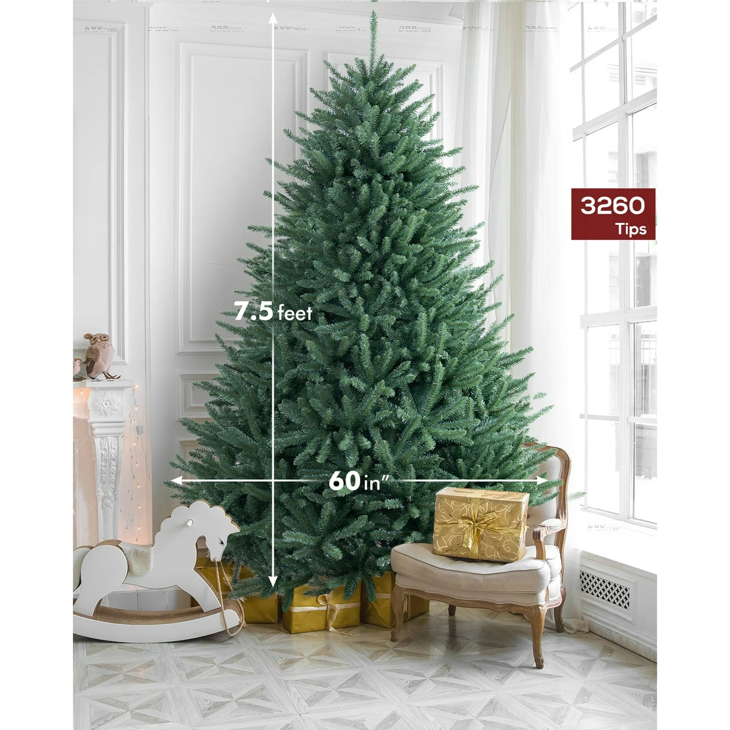 4.5 / 6 / 6.5 / 7 / 7.5 Beautiful Cashmere Green Pine Artificial 4.5 ft. PVC Christmas Tree