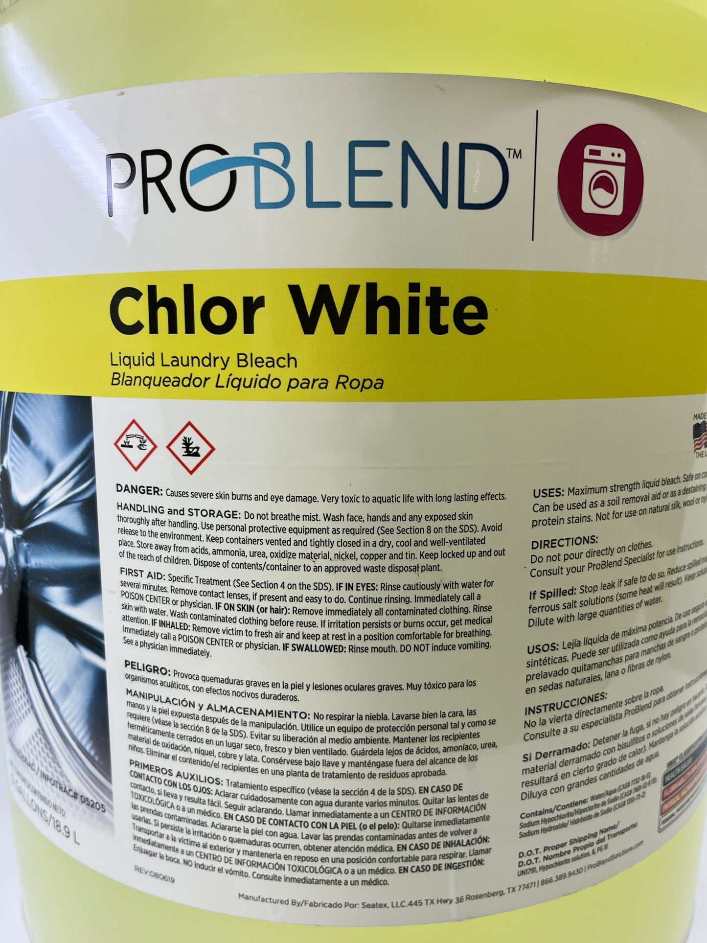 ProBlend™ Chlor White Liquid Bleach - 5 Gal.