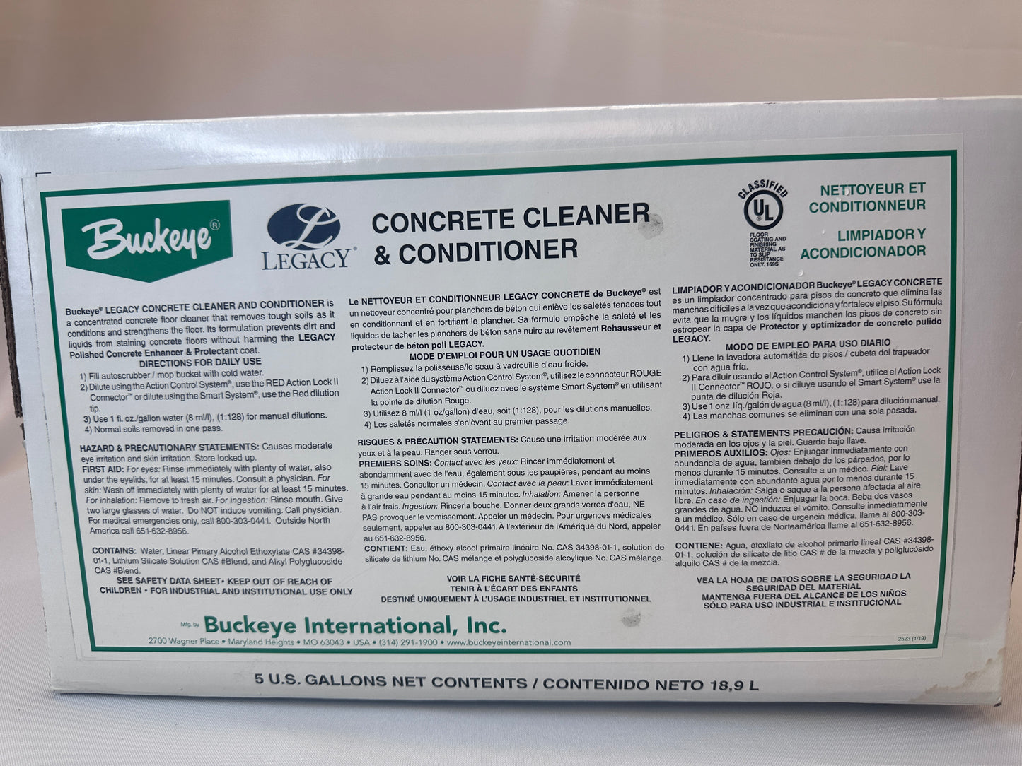 Buckeye® Legacy Concrete Cleaner & Conditioner 5 Gal.