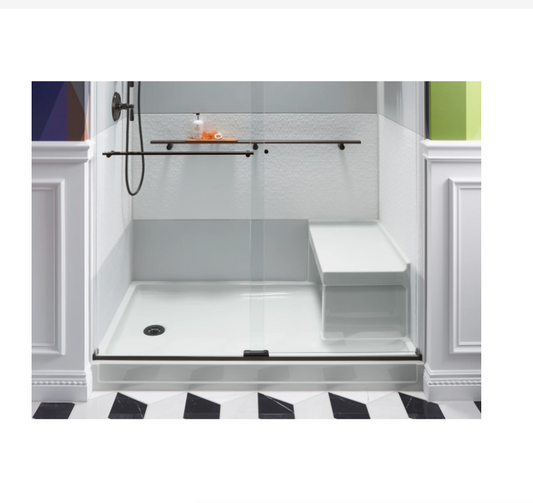 Tresham 60 in. x 36 in. Single Threshold Left-Hand Drain Shower Base with Integral Right-Hand Seat in White
