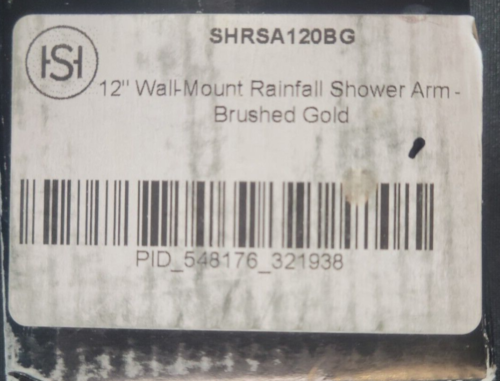 Signature Hardware 12" Wall-Mount Rainfall Shower Arm, Brushed Gold