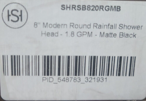 Signature Hardware 8" Modern Round Rainfall Shower head  1.8 GPM  Matte Black