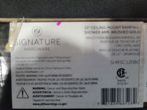 Signature Hardware 12" Round Ceiling-Mount Shower Arm, Brushed Gold 476533