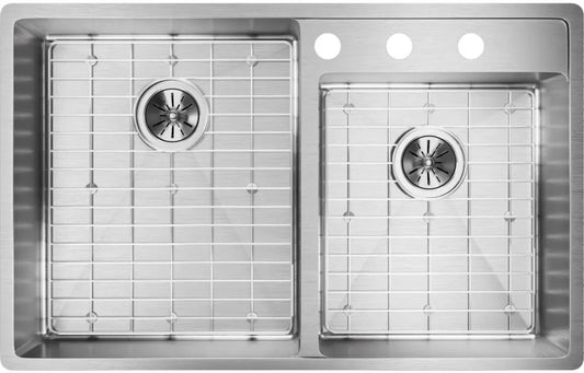 Elkay Crosstown 32" Offset Double Bowl Undermount Kitchen Sink Kit