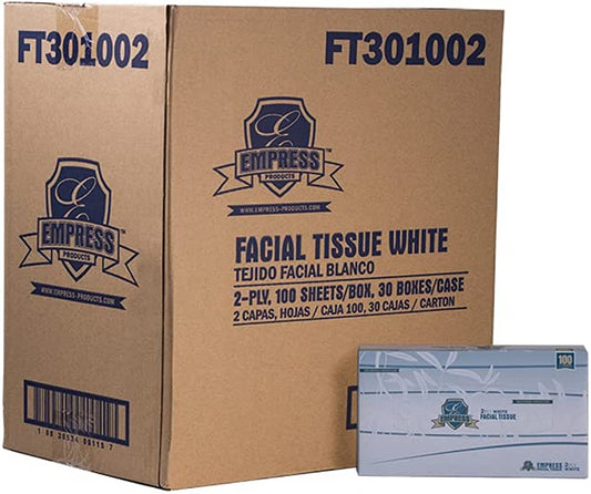Empress 2 ply Facial Tissue - 8 3/8" x 8", White FT301002 (41167 - 30 Count