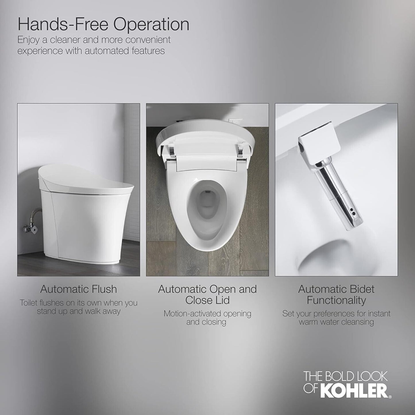 Kohler Eir Smart Bidet Toilet Comfort Height One Piece Elongated Dual-Flush 77795-0