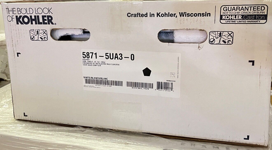 Kohler K-5871-5UA3-0 Riverby 33" Undermount Cast Iron Kitchen Sink White OB 35