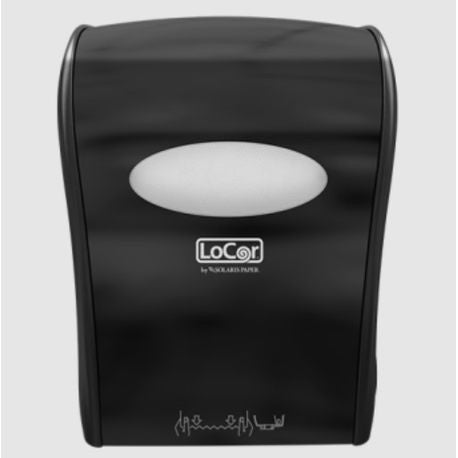 Solaris® LoCor® Black Mechanical Hands Free Roll Towel Dispenser D68006