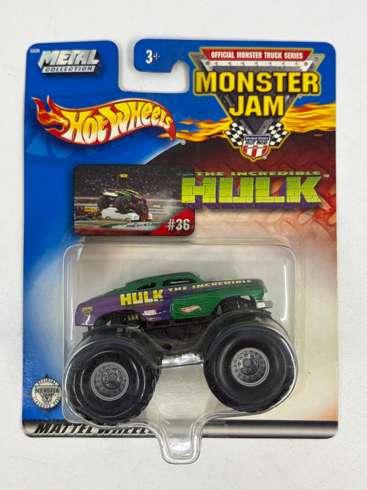 2002 Hot Wheels Monster Jam Incredible Hulk #36 1:64 Diecast Truck — New on Card — photo 1