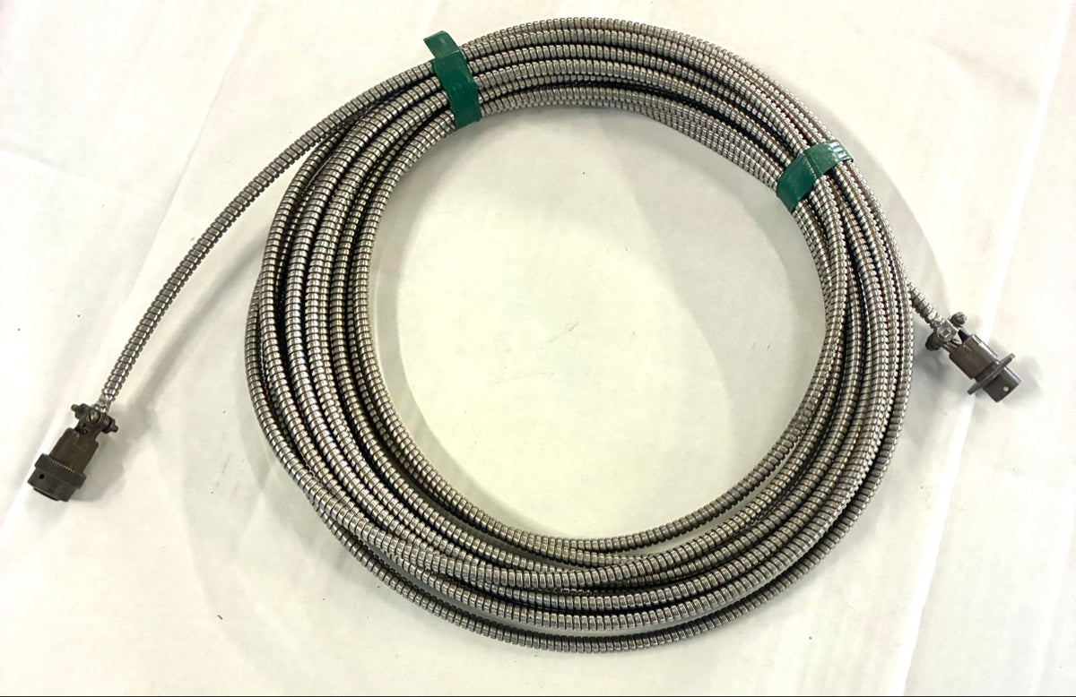 Armored 40 ft extension cable coiled, interlocked flexible metal conduit with 6-pin male and female circular connectors