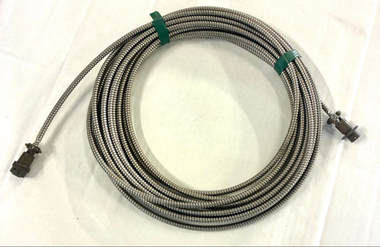 Armored 40 ft extension cable coiled, interlocked flexible metal conduit with 6-pin male and female circular connectors