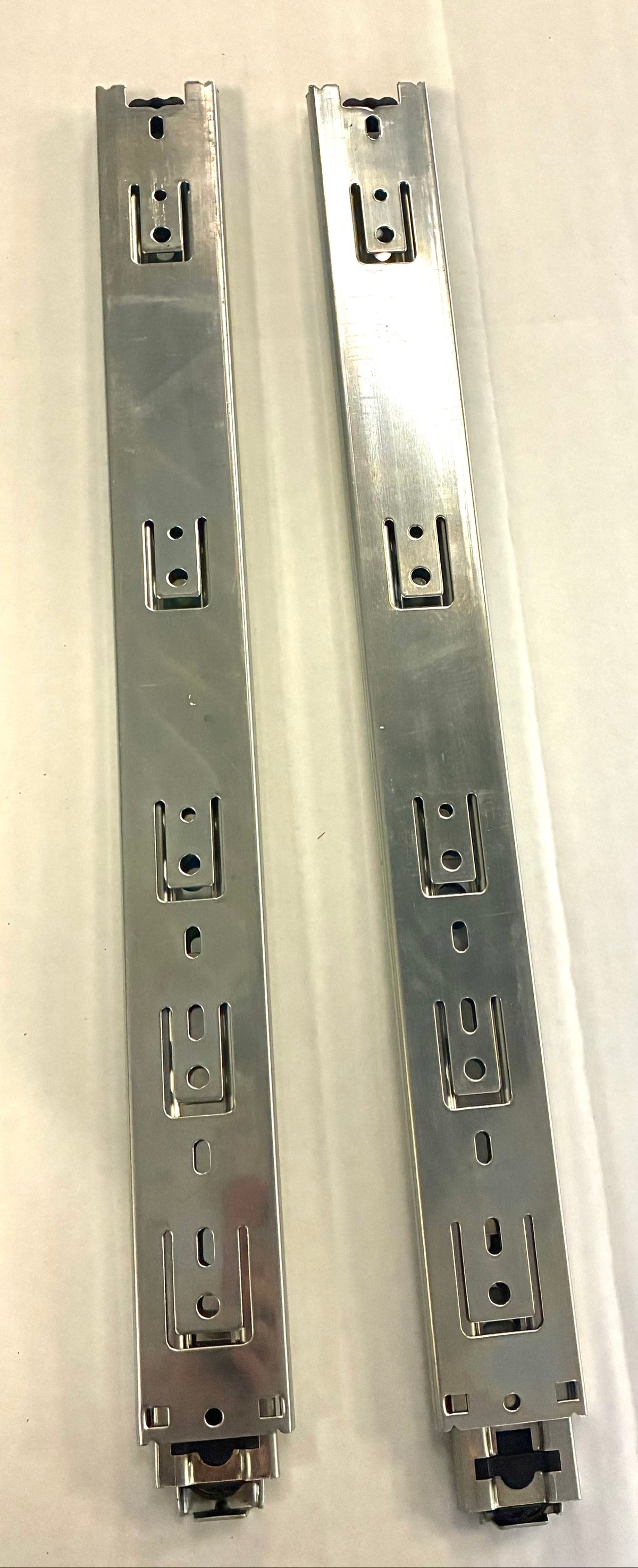 Fulterer FR 5000 full extension ball bearing drawer slide pair, cabinet profile with screw hole access windows, zinc finish