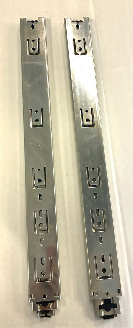 Fulterer FR 5000 full extension ball bearing drawer slide pair, cabinet profile with screw hole access windows, zinc finish
