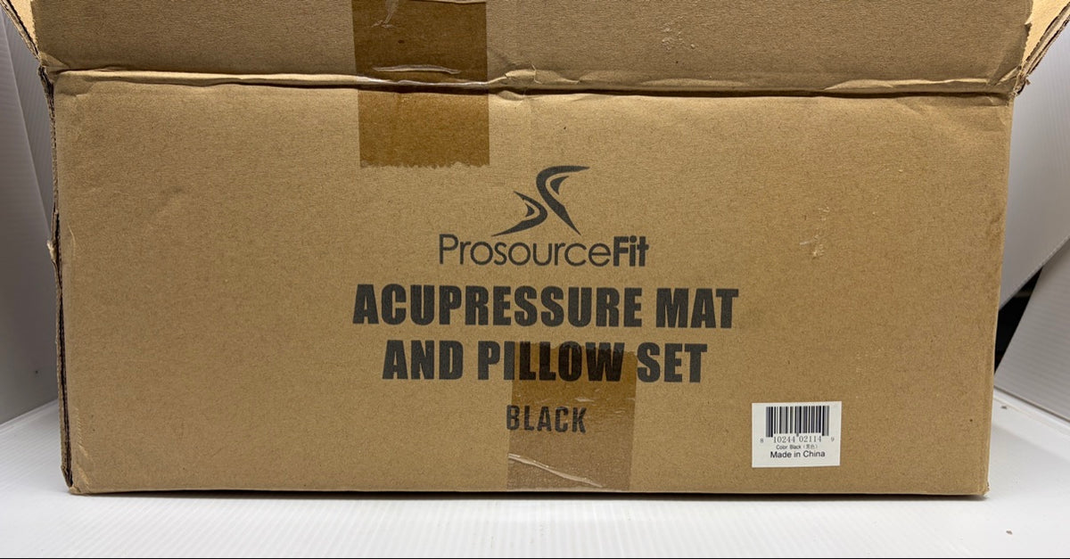 ProsourceFit acupressure mat and pillow set original box front - Black, UPC 810214021119