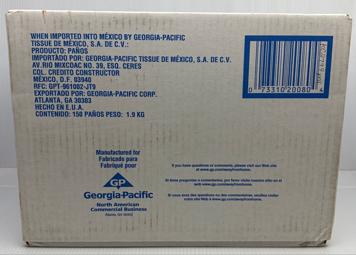 TaskMate box back - Georgia-Pacific North American Commercial Business Atlanta GA, UPC 073310200804, made in USA, 1.9 kg