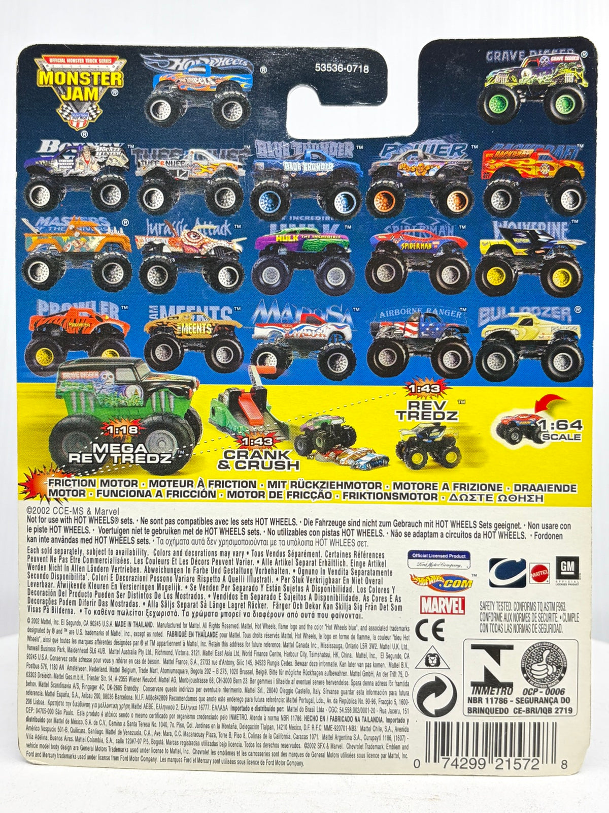 2002 Hot Wheels Monster Jam Incredible Hulk #36 1:64 Diecast Truck — New on Card — photo 5