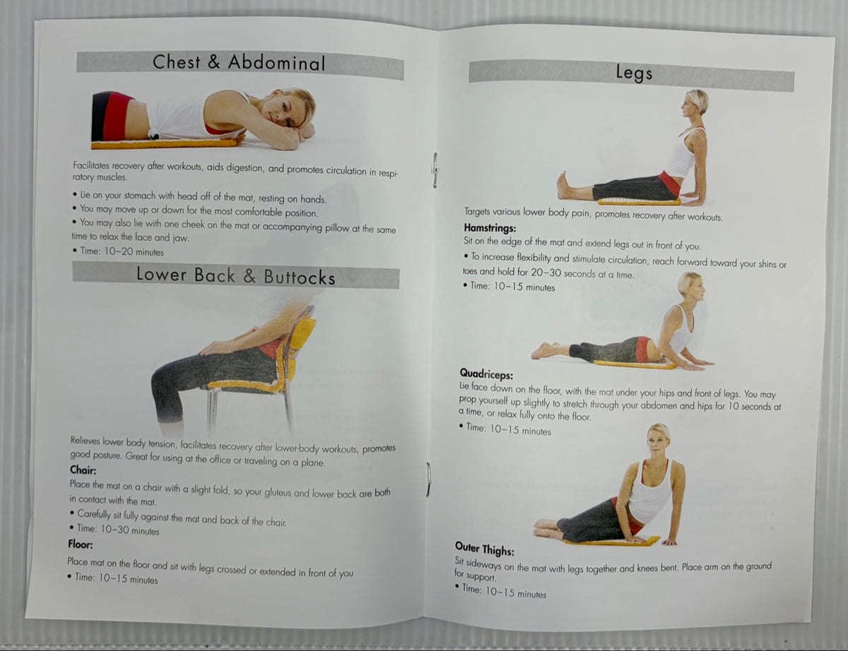 Acupressure routines for chest, abdominal, lower back, buttocks and legs with session times