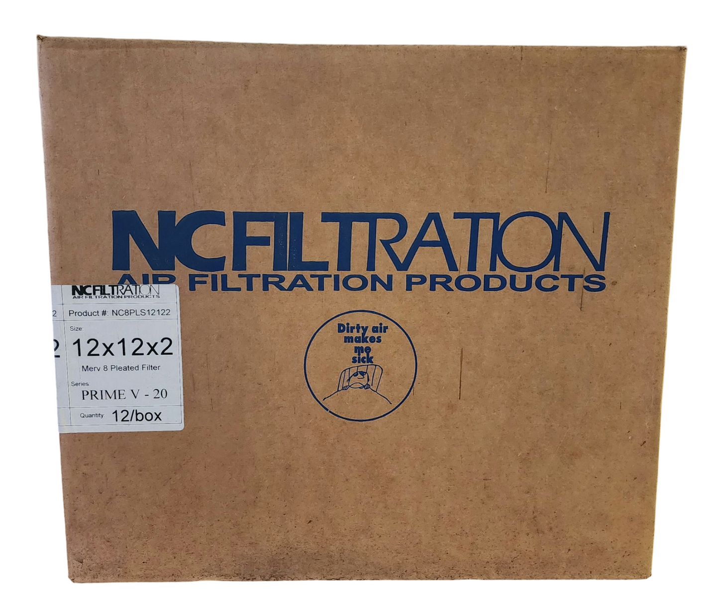 NCFiltration 12x12x2 MERV 8 Pleated Filter - 12/Box - Prime V-20 - Moisture Resistant