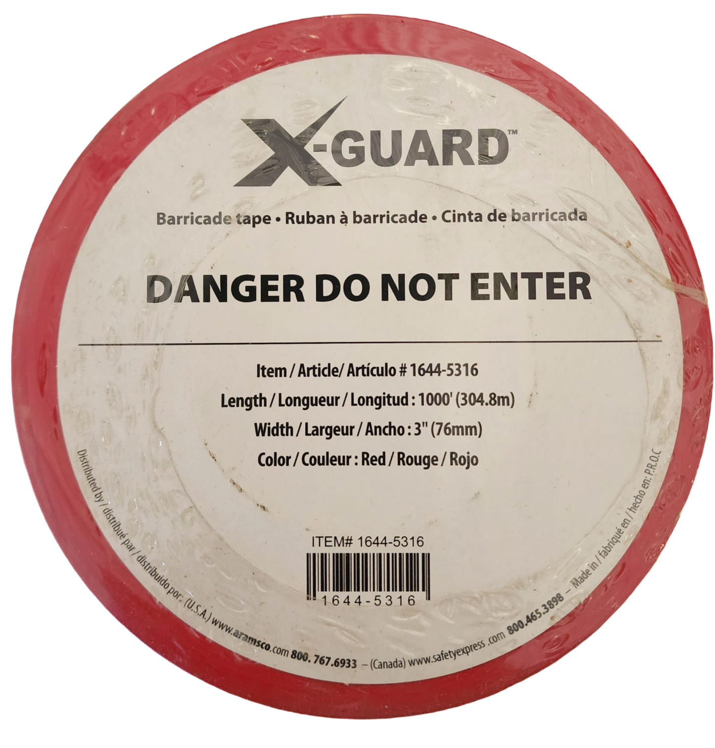 X-Guard Barricade Tape: Danger Do Not Enter - 3" x 1000', Pack of 3 Rolls