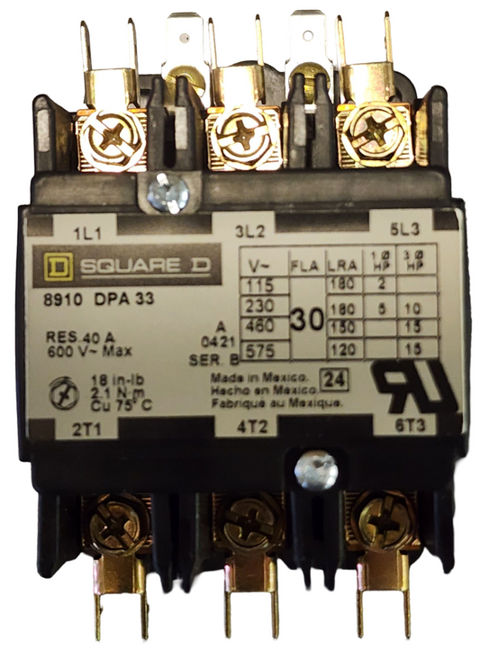 Square D 8910DPA33V02 3 Pole Motor Control Contactor - 30A, 3 Phase