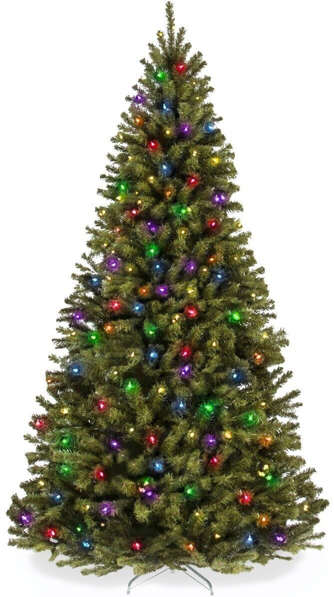 6 Ft Pre-Lit Blue Fir Artificial Christmas Tree – 600 Multi Color LED Holiday Lights