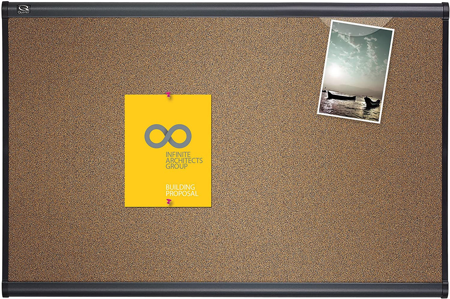 Quartet Cork Bulletin Board, Prestige, 4 x 3 feet, Graphite Finish Frame 244G
