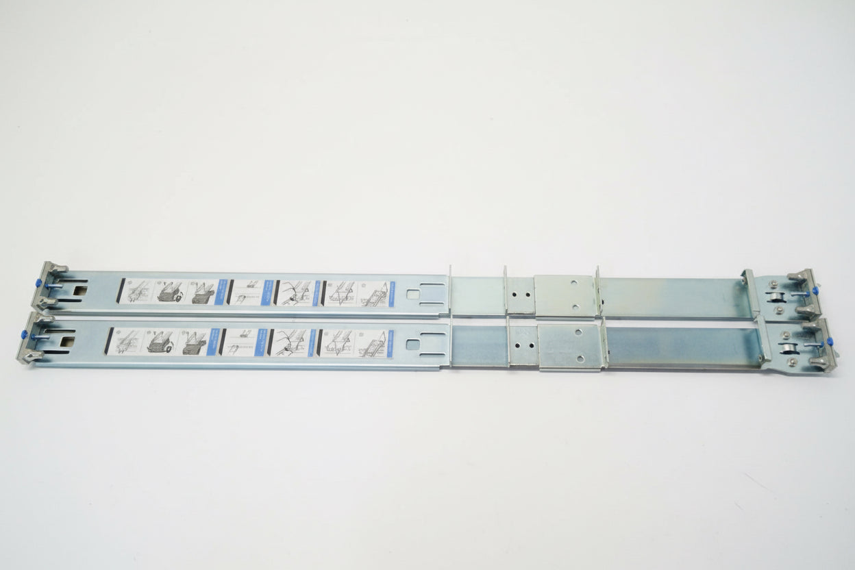 Two server cabinet rail kits on a white background