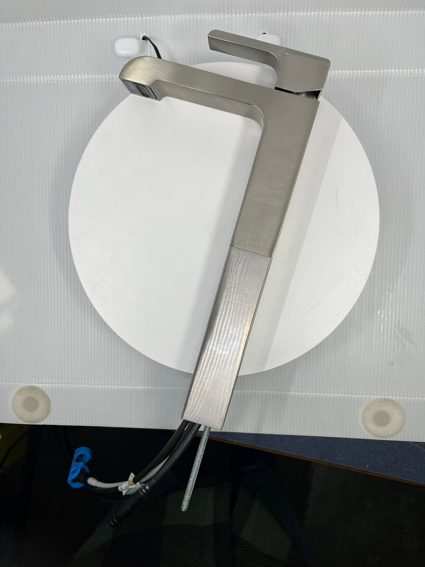 Delta Faucet Ara Single Handle Vessel Bathroom Faucet In Stainless 767LF-SS side view.