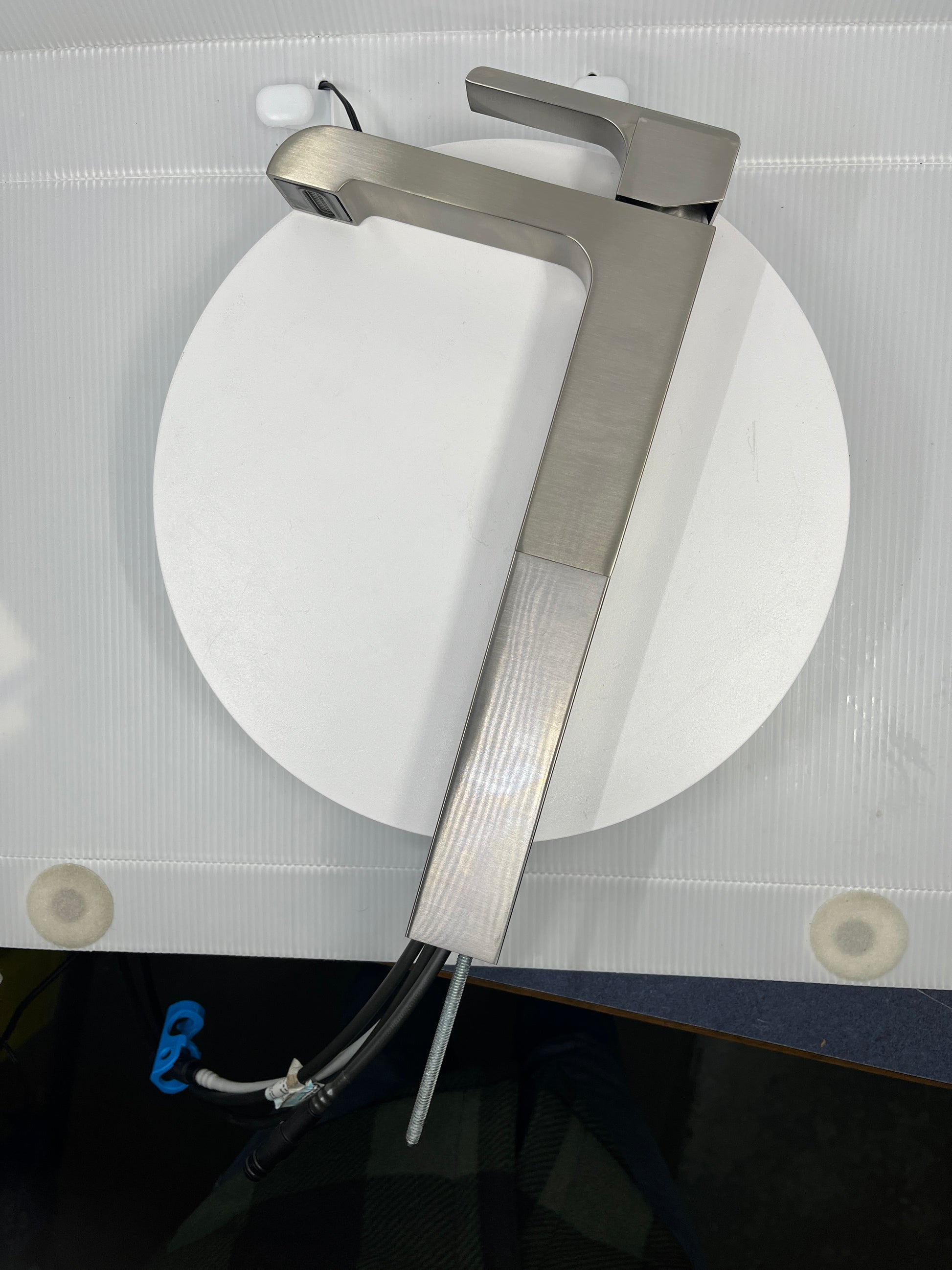 Delta Faucet Ara Single Handle Vessel Bathroom Faucet In Stainless 767LF-SS side view.