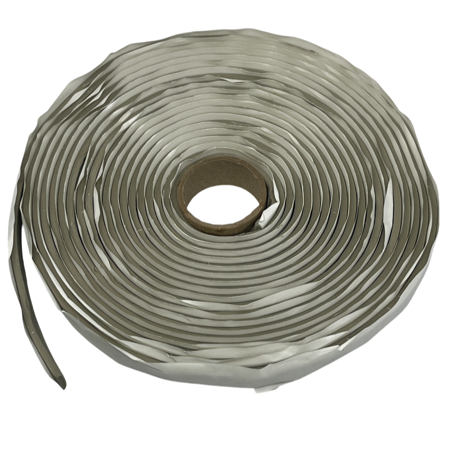 roll of 25 ft butyl gasket tape on white background.