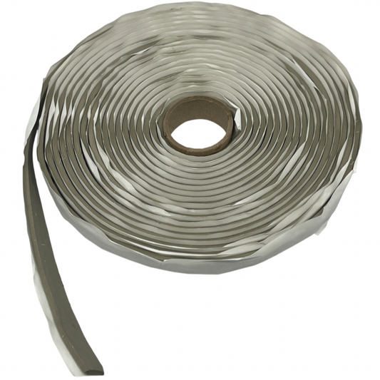 Roll of gray butyl gasket tape.