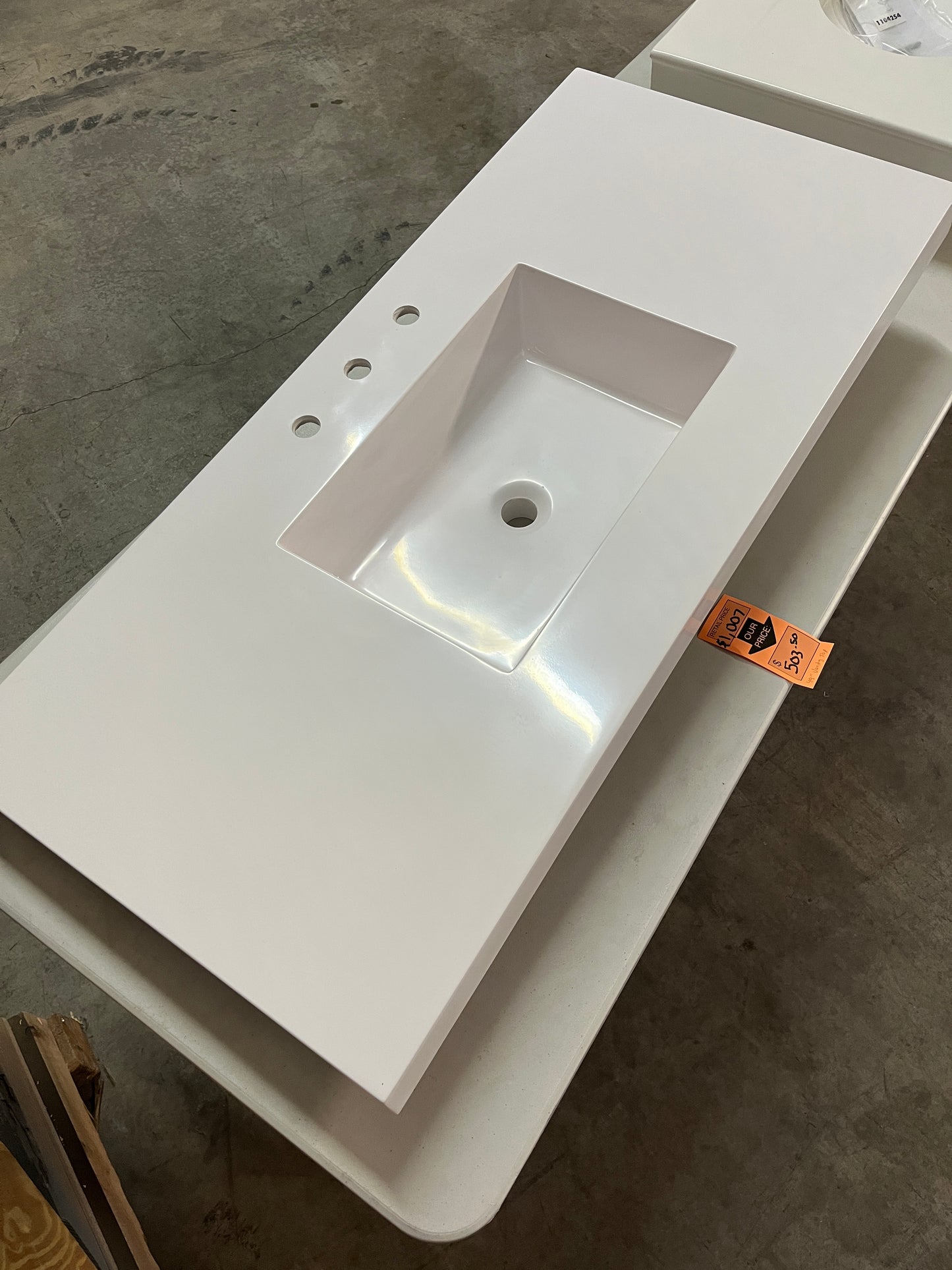 49" Lavante Cultured Marble Vessel Vanity Top w/ Rectangular Bowl-TOPR49LA, White