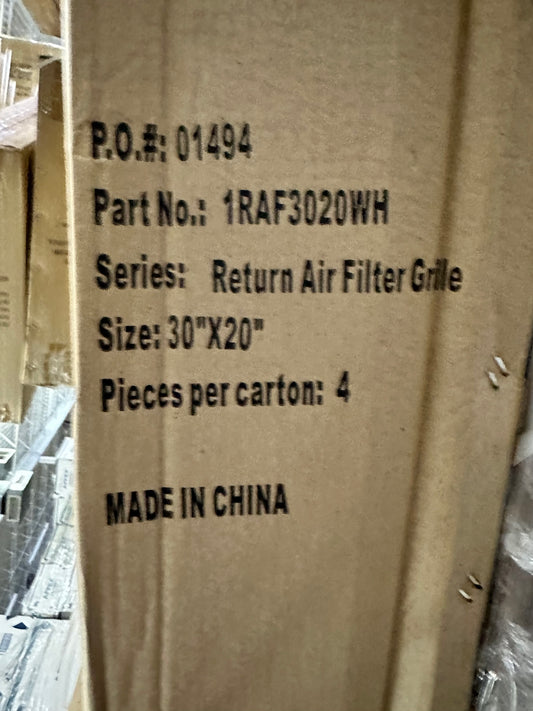 Pro Grille Return Air Filter Grill 30" x 20"