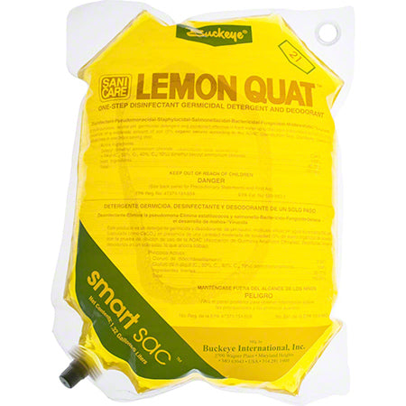 Yellow 'Lemon Quat' smart sac with green text on a white background.