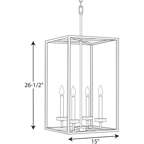 Line drawing of a pendant light fixture with dimensions indicated.