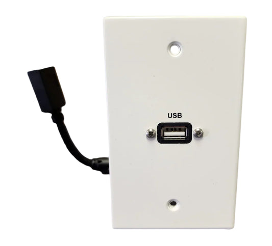 White Multimedia Wall Plate USB-A Single Gang