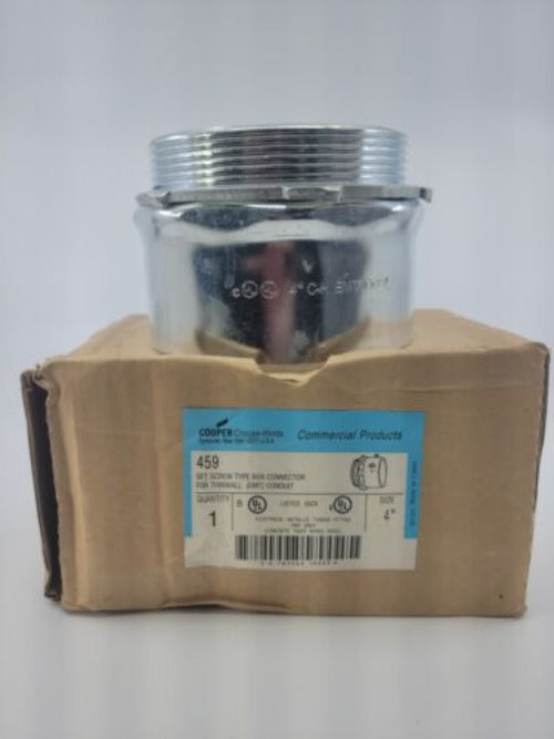 Crouse-Hinds 4" Steel Set Screw Straight EMT/Rigid Conduit Connector, New