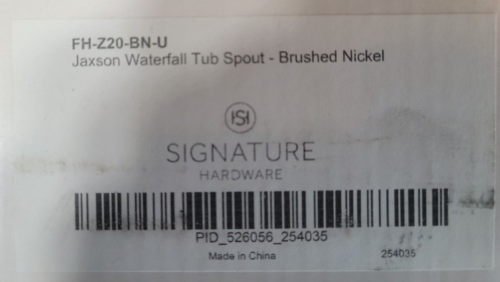 Signature Hardware Jaxson Waterfall Tub Spout, Brushed Nickel