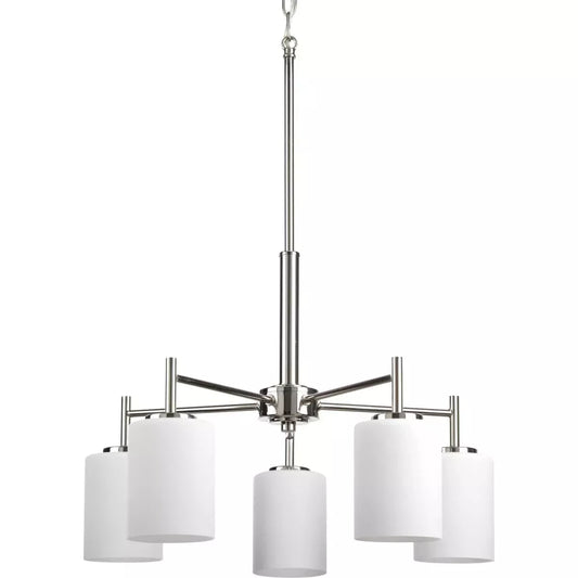 Progress Lighting Replay 5-Light Chandelier – Brushed Nickel with Etched Glass